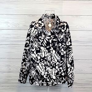 Erin London black and white floral print blazer Size XL